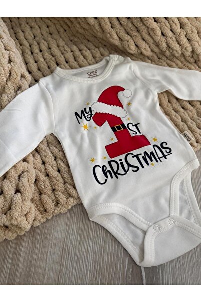 MODA My First New Year Christmas B Printed Cotton Long Sleeve Snap Fastener B...