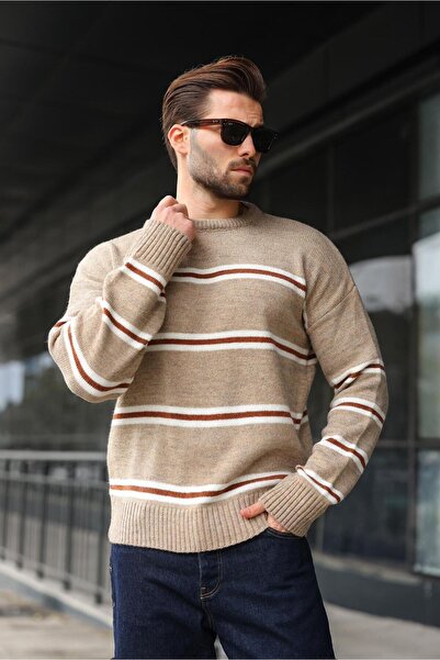 Madmext Mink Striped Knitwear Men's Sweater E7457