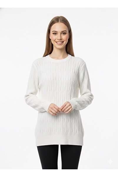 ModaPlaza Women's Hair Braid Patterned Knitwear Sweater 5354