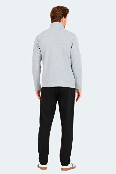 Slazenger Order in Men's Zippered Stand Collar Pocketed Gray Tracksuit Set