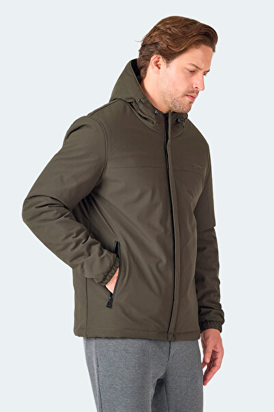 Slazenger Hernis Men's Hooded Zippered Khaki Coat & Jacket