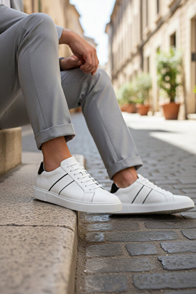 NAZEF Eva Sole Lace-Up White Leather Sneaker Casual Shoes