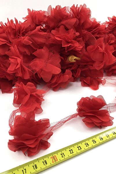 Fiyonks Atölye Laser Cut Flower, Decorative Flower Ribbon Tulle 10 Meters Long