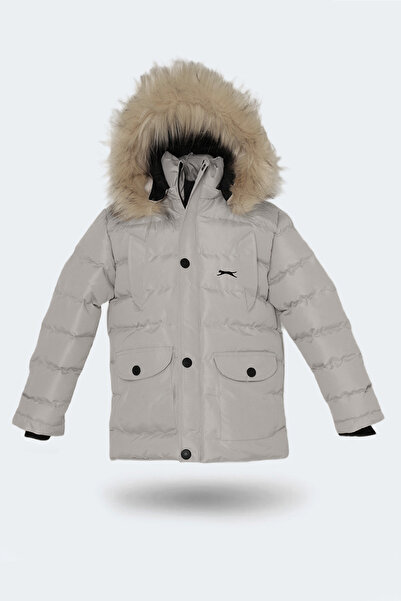 Slazenger Napoli Unisex Children's Hooded Inflatable Gray Coat & Coat