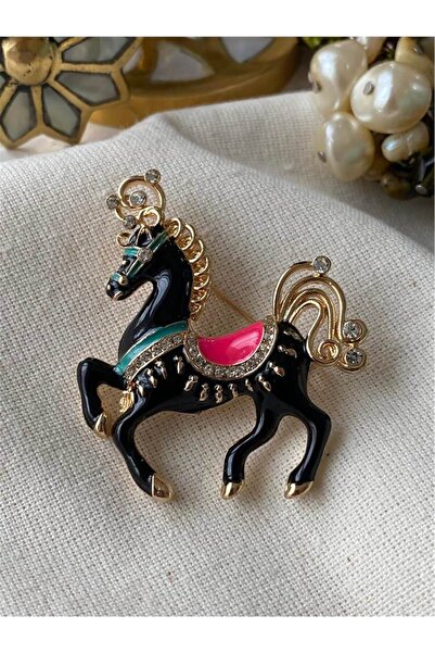 mos&more by mosev Görkemli Siyah At Broş