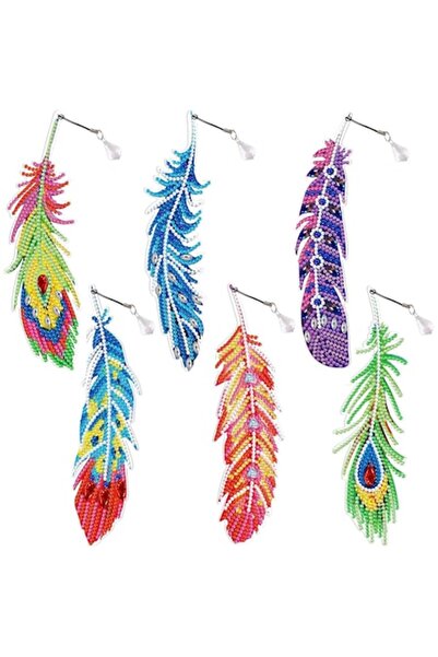 DELPI Set de pictură cu diamant - semn de carte cu pene, breloc și decor pent...