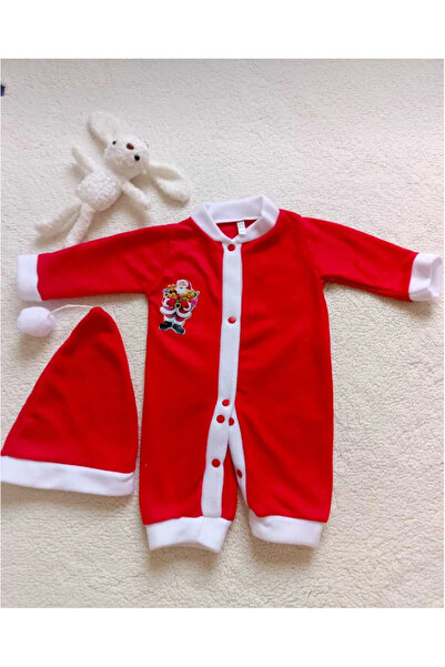 Kidsella Unisex Christmas Santa Claus Themed Baby Romper with Hat (Tight Fitting, Size 2 Should Be Preferred)