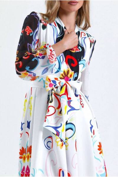 mass fashion Γυναικείο μακρύ φόρεμα από σιφόν με σχέδια