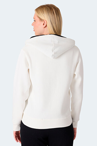 Slazenger Milio I Women's Zippered Hooded Pocket Ecru Sweatshirt