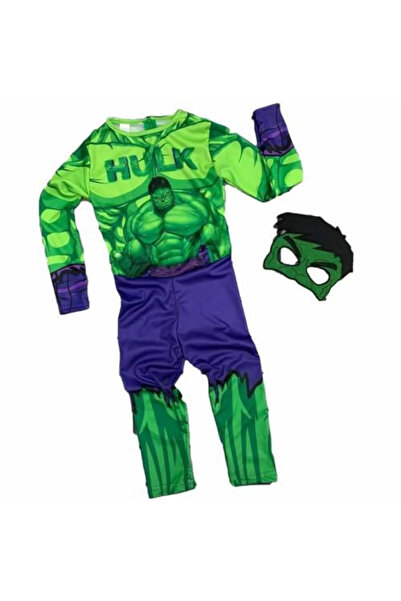 egolika kids cu imprimeu Costum Hulk pentru copii + Mască pentru ochi - Costum Hulk verde gigant