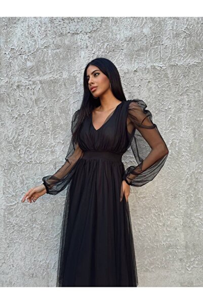 mass fashion Kadın Uzun Tül Elbise