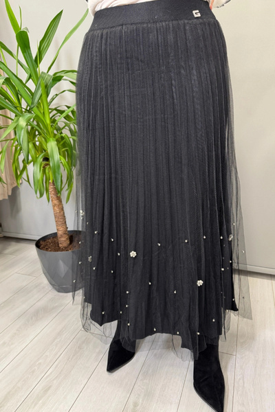 Ghisa Tulle Detailed Skirt Black 26Kgsetk5343