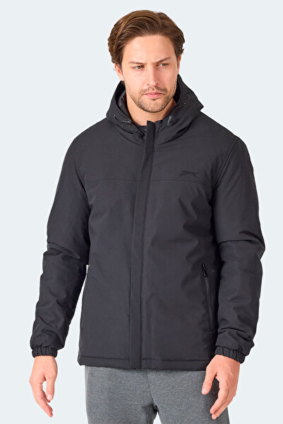 Slazenger Hernis Men's Hooded Zippered Black Coat & Jacket