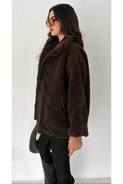 Noa Noa Sleeve Piped Detail Zippered Plush Jacket