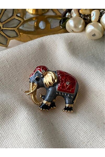 mos&more by mosev Otantik Gri Fil Broş