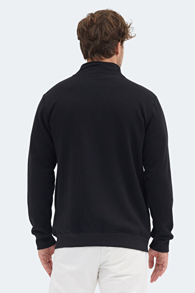 Slazenger Mendoza I Men's Zippered Mock Neck Pocket Black Sweatshirt