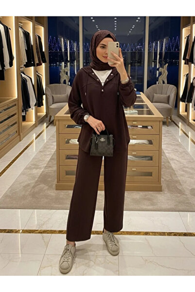 Oxygen Scarfs Premium 0Ysho Fabric Velora Women Hooded Double Suit Tk100287