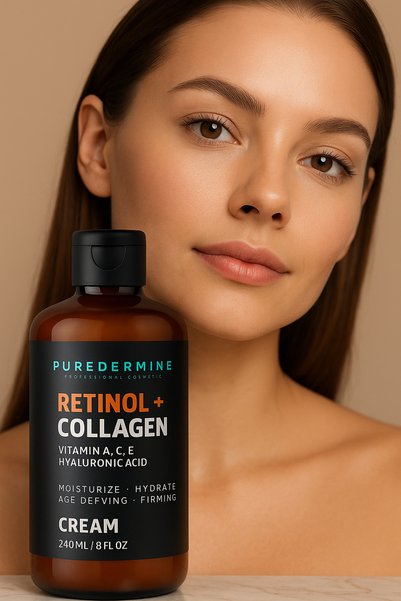 Puredermine Retinol + Collagen Cream 240 ml – Vitamin a C E – Hyaluronic Acid – Anti-Wrinkle, Firming
