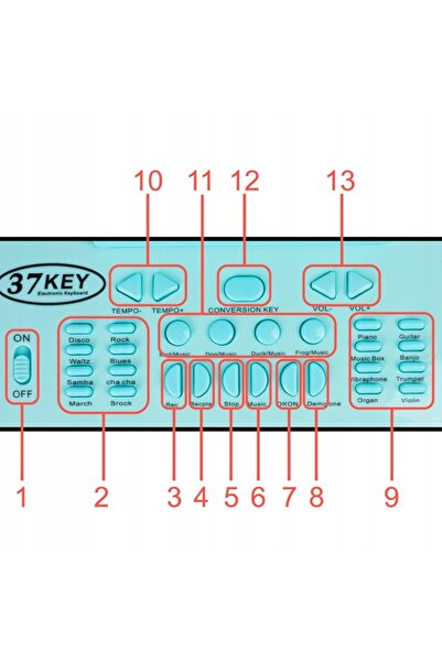 Selgot Electronic Organ With Microphone, 37 Keys, Blue Color