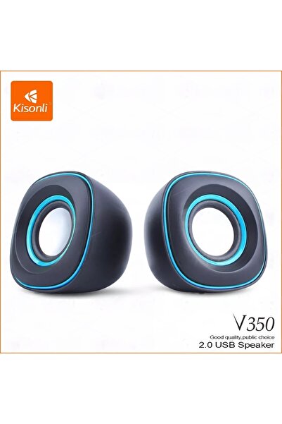 Kisonli مكبر صوت متعدد الوسائط محمول V350 بمنفذ USB 2.0، نظام صوت ستيريو صغير...