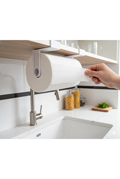 Akgün's حامل مناديل ورقية دوار للتعليق داخل أو تحت الخزانة، لا يحتاج إلى براغ...