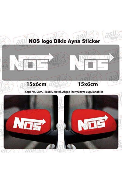 EYBA STİCKER 2 Adet Nos Logo Dikiz Ayna Beyaz Sticker, Araba Etiket, Tuning, ...