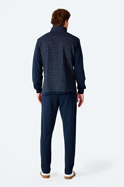 Slazenger Fiora Men's Zippered Mock Neck Pocket Navy Blue Tracksuit Set