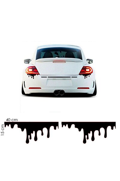 EYBA STİCKER ملصق سيارة بتصميم دم متدفق باللون الأسود، قطعتان