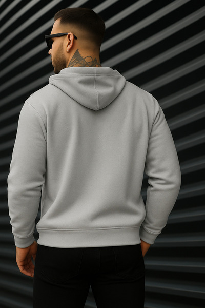 EydaMoon Men's Winter Minimalist Boston Printed Cotton Hooded Kangaroo Pocket Sweatshirt