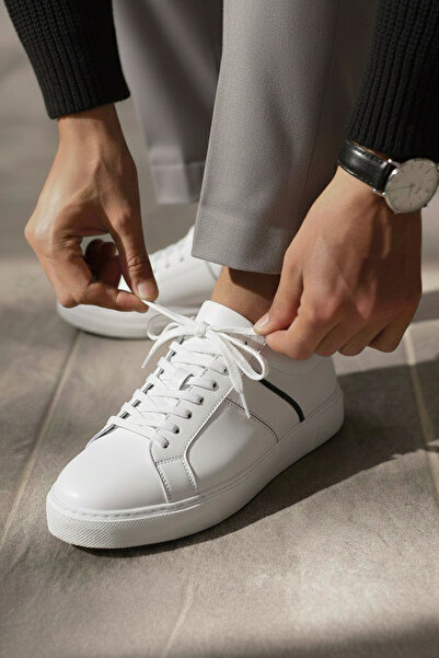 NAZEF Eva Sole Lace-Up White Leather Sneaker Casual Shoes