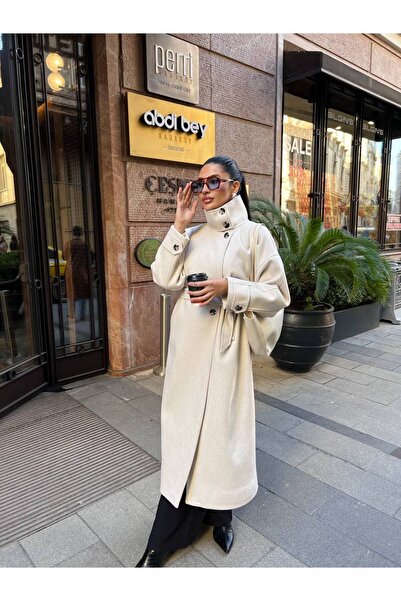 ossons Mock Neck Long Oversized Cashmere Cap