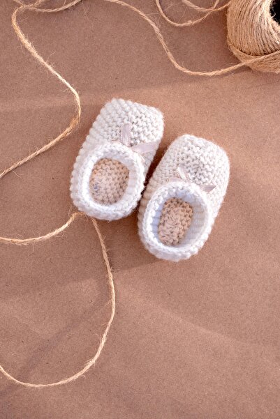 Bursa Trikomer Knitwear Foot Warmer Elegant Ribbon Knitted Baby Booties