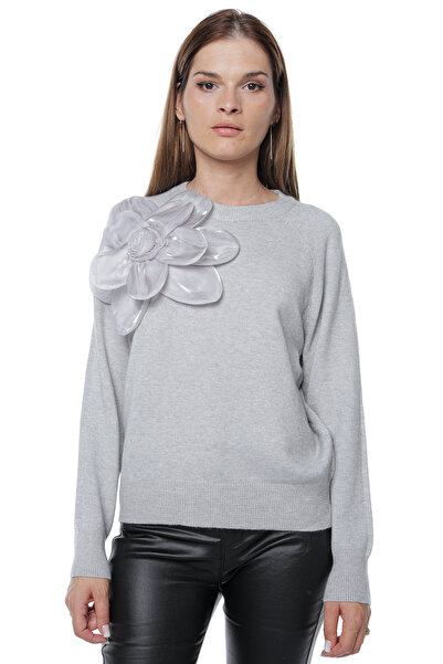 Jolenttine Flower Sweater, Gray