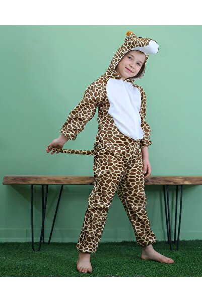 Toybox Kids Giraffe Costume Jumpsuit with Hood, Animal Fancy Dress, Party Outfit, Size XL(8-10Years)