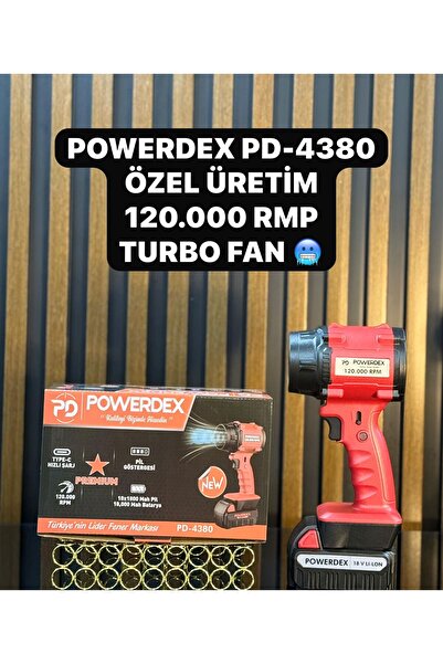 powerdex Pd-4380 Turbo Fan Premium 120000Rpm Akülü Hava Yaprak Toz Su Üfleme ...