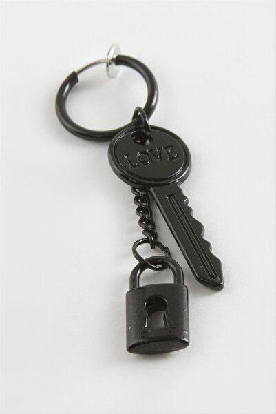 Cosmos e-ticaret أقراط رجالية من الفولاذ على شكل مفتاح قفل