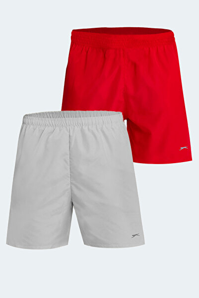 Slazenger Rabi Set of 2 Men's Pocketed Swim Shorts Gray - Red Swimwear