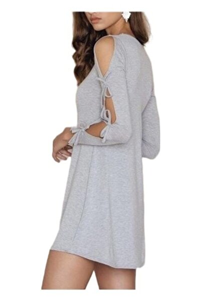 OEM Tie Sleeve Swing Dress, Gray