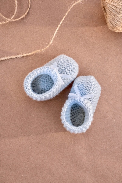 Bursa Trikomer Knitwear Foot Warmer Elegant Ribbon Knitted Baby Booties