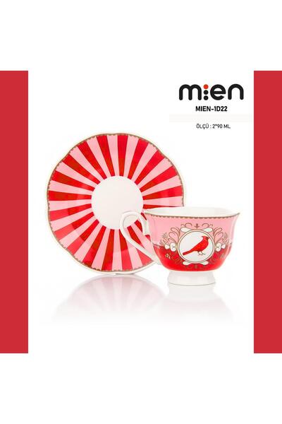 MİEN Kuş Desenli 2 Kişilik Türk Kahve Fincan Takımı – 90 ml