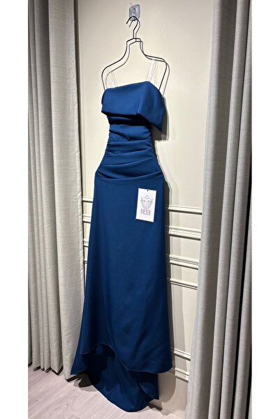 Heidi Petrol blue dress with Barbie fabric