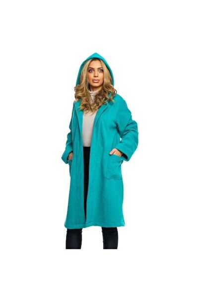 MediMag Women's Long Fleece Robe with Hood, Turquoise, Size L (46)