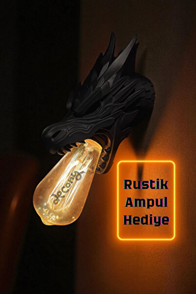 decory Black Dragon Concept Wall Sconce, Special Design Dragon Figured Sconce (Bioplastic) E27
