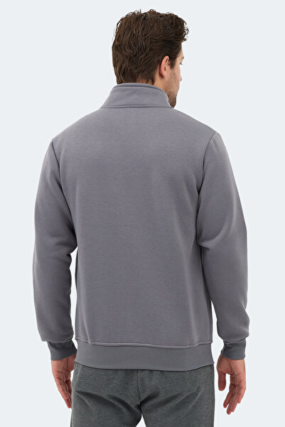 Slazenger Mendoza I Men's Zippered Mock Neck Pocket Gray Sweatshirt