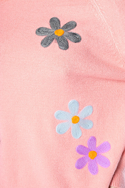 Jolenttine Floral sweater, wool and cashmere blend, Pink