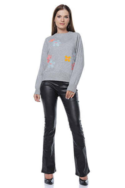 Jolenttine Floral sweater, cashmere and wool blend, gray