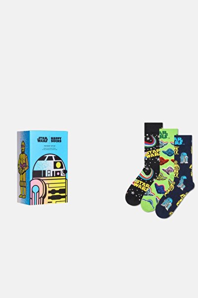 Happy Socks Erkek Çok Renkli Star Wars Desenli 3’lü Çorap Seti