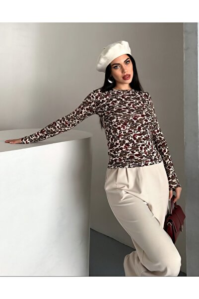 DİMA Μπλούζα με λουλουδάτο σχέδιο ελαστικό ύφασμα εφαρμοστό