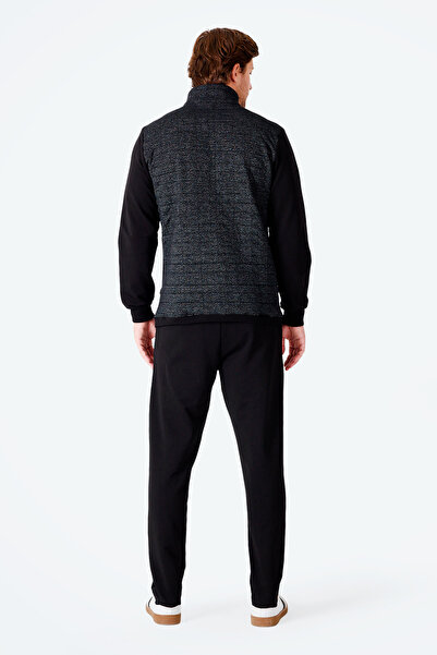 Slazenger Fiora Men's Zippered Mock Neck Pocket Black Tracksuit Set