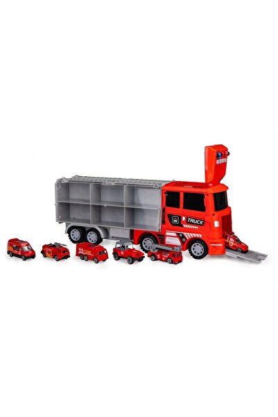 Selgot Truck set with 6 fire engine toy cars, TIR truck transporter, 41 cm length